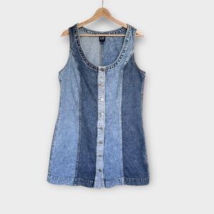 Gap Pieced Denim Tank Mini Dress in Medium Wash, size L